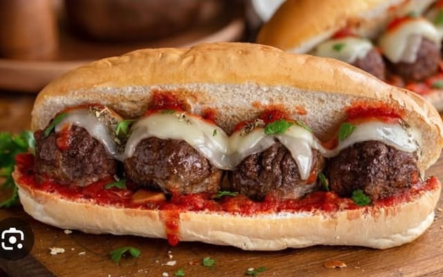 Meatball Parmesan Sub Sandwich.